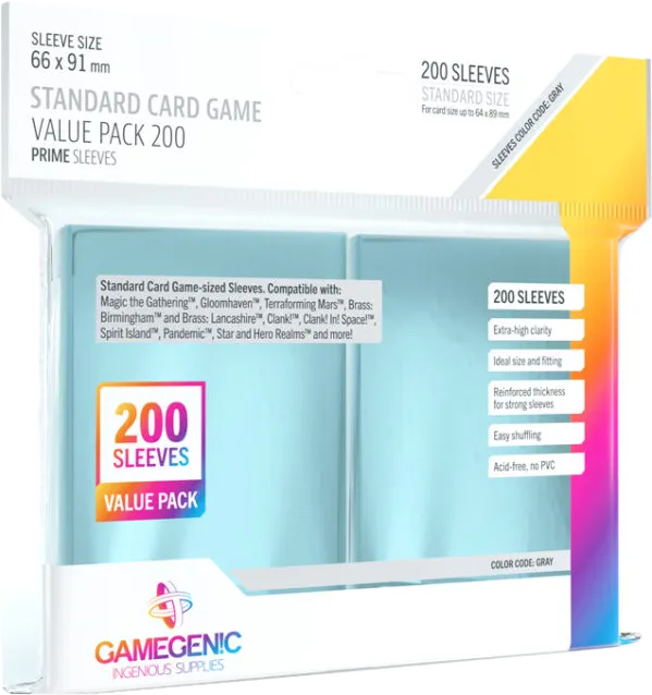 Gamegenic Prime Sleeves Transparent 200pcs 66x91mm