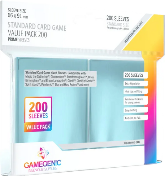 Gamegenic Prime Sleeves Transparent 200pcs 66x91mm