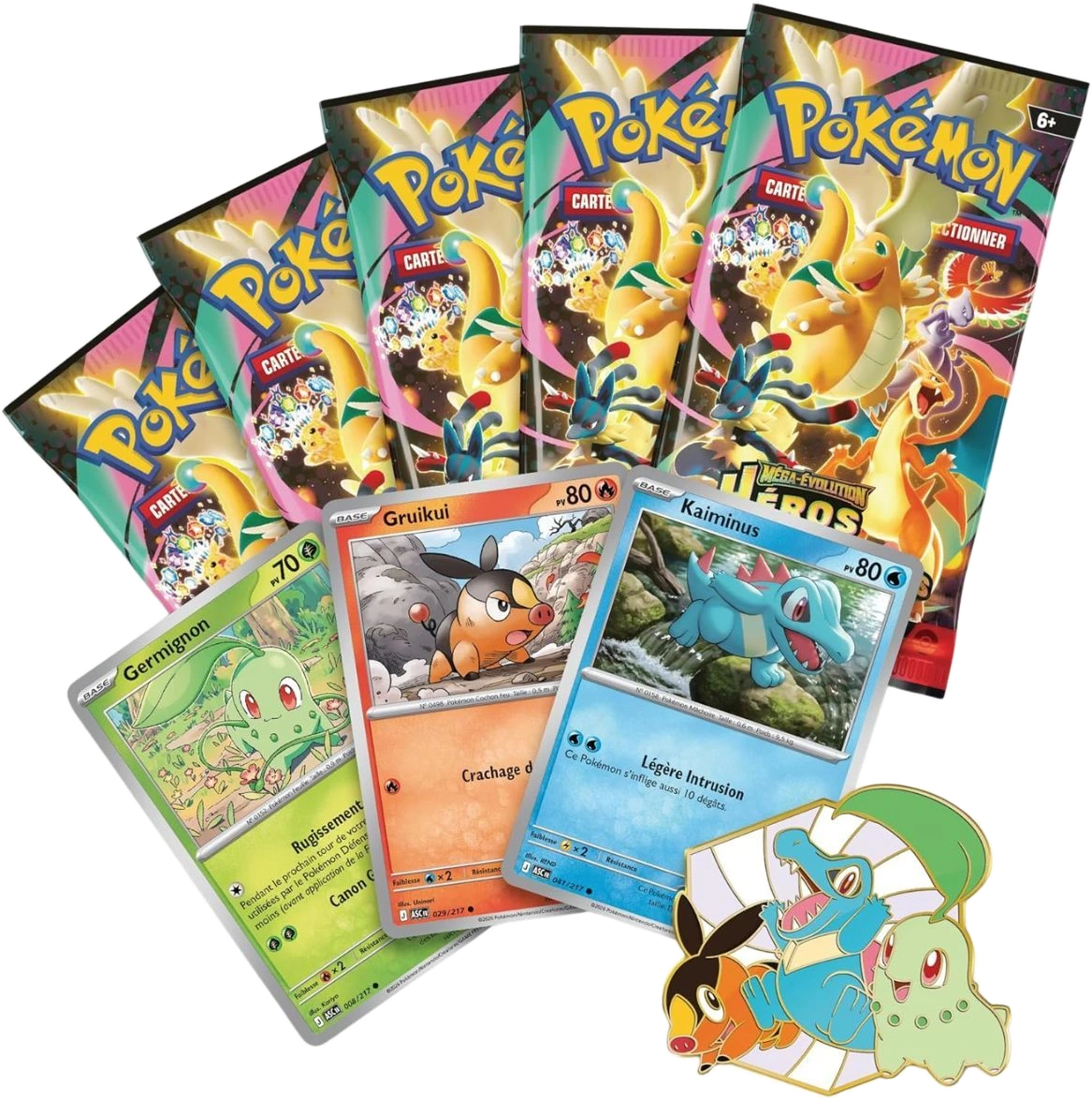 Pokémon Ascended Heroes Deluxe Pin Collection First Partners (FR) - contents
