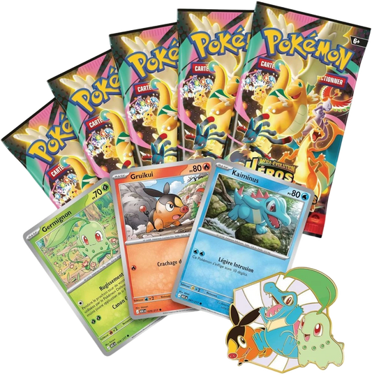 Pokémon Ascended Heroes Deluxe Pin Collection First Partners (FR) - contents